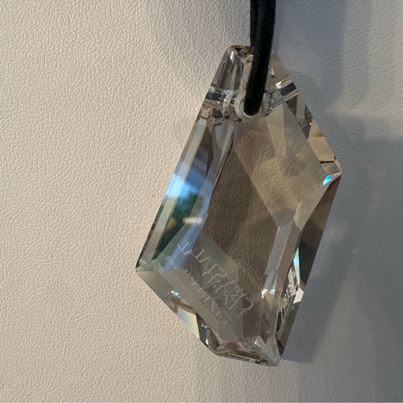 Swarovski Vintage Gold Shadow Geometric Crystal Pendant necklace leather strap - Picture 1 of 7